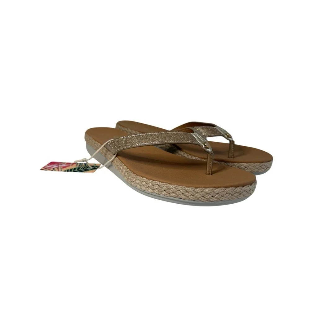 Tommy Bahama‎  Tehama Thong Slip On Sandals Gold Glitter Women's Size 9